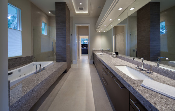 Silestone Alpina White Master Bath and Tub Deck