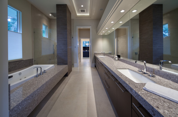 Silestone Alpina White Master Bath and Tub Deck