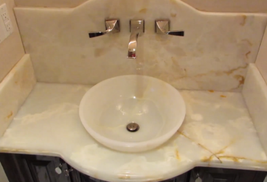 White Onyx Drop In Vessel Sink