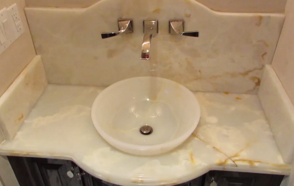 White Onyx Drop In Vessel Sink