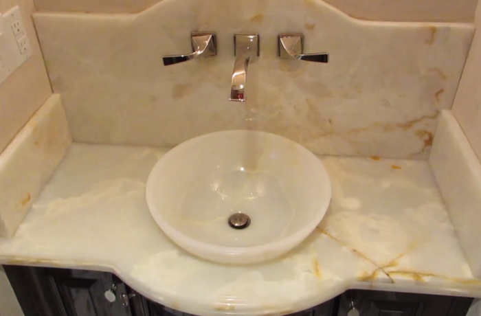 White Onyx Drop In Vessel Sink